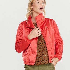 Scotch & Soda Red Satin Puffer Bomber Jacket